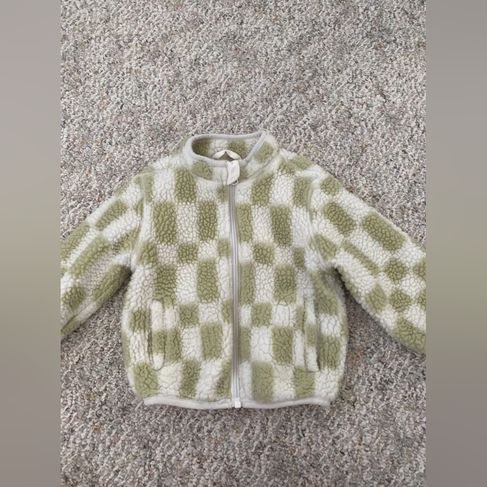 Cat & Jack Green and Cream Fleece Jacket